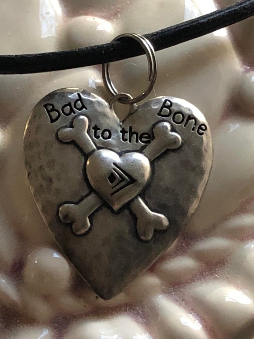 Retired SILPADA | Bad to the Bone Pendant on Leather Cord | Dog Tag Style | 925